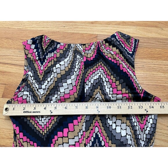 Trina Turk Women's 2 Black Dress Silk Mini Ruffled Chevron Cocktail Romantic - Picture 7 of 9